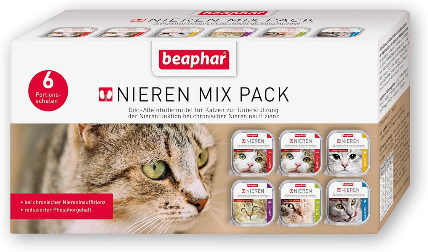 BEAPHAR – Nierendiät Mix Pack – Diätalleinfuttermittel Für Katzen Mit Chronischer Niereninsuffizienz – Zur Unterstützung Der Renenfunktion – 6X 100 g