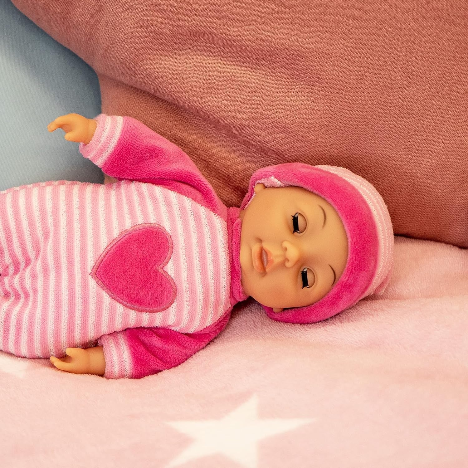 Bayer Design 92802AS My First Baby 28cm, Babypuppe, Weichkörperpuppe mit Schlafaugen, sehr handlich, süßes Outfit, rosa