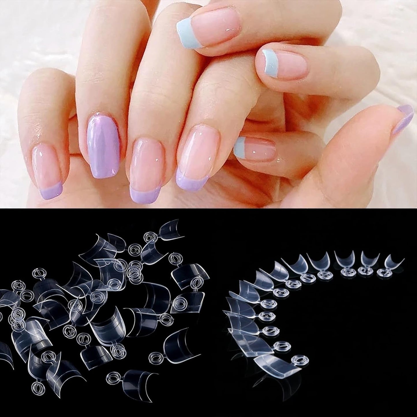 600 Stück ovale kurze künstliche Nägel, 12 Größen, halbe Abdeckung, Acryl, künstliche Nagelspitzen, künstliche Nägel für Maniküre, Frauen, Salon, DIY (transparent)