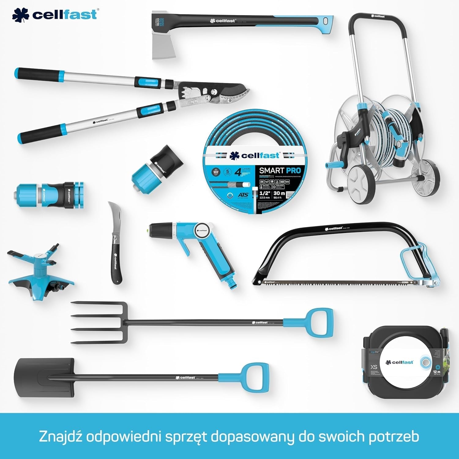 Gartenschlauch Cellfast MULTIFLEX PRO, langlebig, 6-lagig, ATS2-Strickgeflecht, UV- und algenbeständig, schwermetallfrei, Samttechnologie, 35 bar, -20/+65°C, 3/4", 30m