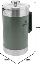 STANLEY Classic Stay Hot Kaffeepresse 1,4 l Hammertone Green – Hält den Kaffee 4 Stunden lang heiß – Minimale Ablagerungen – Integrierte Kaffeepresse aus Edelstahl – BPA-frei – Spülmaschinenfest