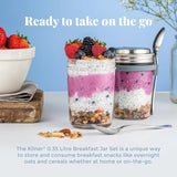 Kilner Frühstücksglas mit Löffel / 350 ml, Ø 9,5 cm / 5 Stück | Müslibecher zum Mitnehmen / ungiftig / Glasbehälter mit Deckel für Müsli, Porridge und Joghurt / Overnight-Oats-Behälter Naty Shop Lebensmittelaufbewahrungsboxen