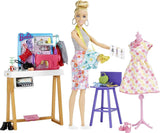 Barbie HDY90 – Modedesigner-Puppe (30,40 cm) und Atelier, über 25 Design- und Modeaccessoires, Design-Schreibtisch, Stuhl, Nähmaschine, Stoffmodell, Schaufensterpuppe und mehr, Spielzeug ab 3 Jahren Naty Shop Dolls