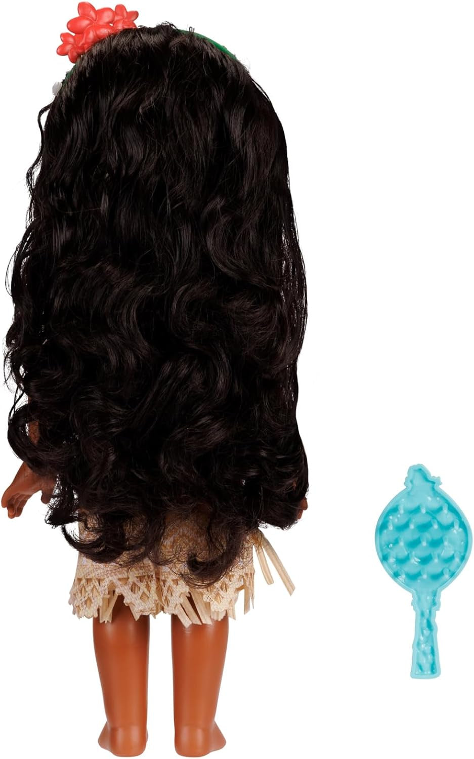 Disney Princess Moana, 35 cm große Puppe, reflektierende Glitzeraugen, bewegliche Gelenke, abnehmbares Outfit, Blumenclip, langes Haar, für Mädchen ab 3 Jahren