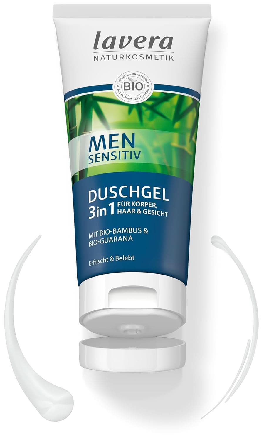 Lavera, Duschgel mit Bio-Bambus und Guarana, 3 in 1, für Haut, Haare und Gesicht, 200 ml Dusche und Bad Naty Shop