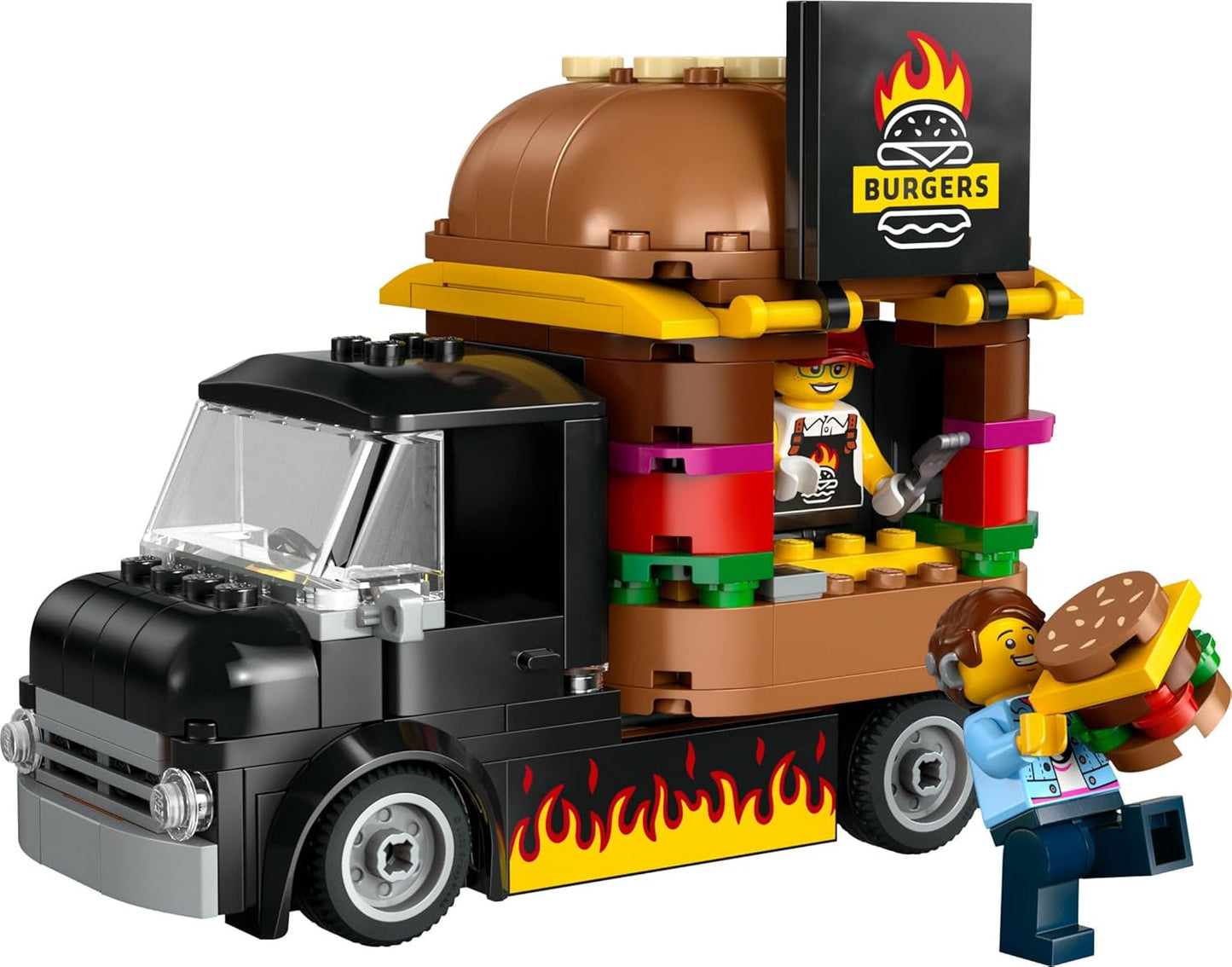 LEGO City Burger Truck Bauset mit Spielzeugauto für 5-Jährige, Imbisswagen-Minifigur und Zubehör, lustiges Geschenk für Jungen und Mädchen 60404 Bausets Besuchen Sie den LEGO-Store