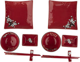 Komplettes japanisches Tafelservice 2381, Porzellan, Rot