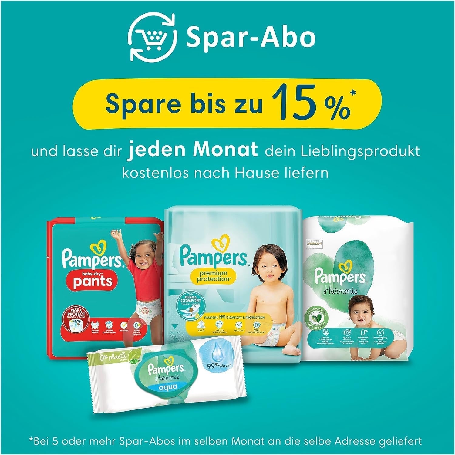 Pampers Babywindeln, Größe 2 (4–8 kg), Harmony, Half Moon Box, sanfter Hautschutz und pflanzliche Inhaltsstoffe, 240 Stück