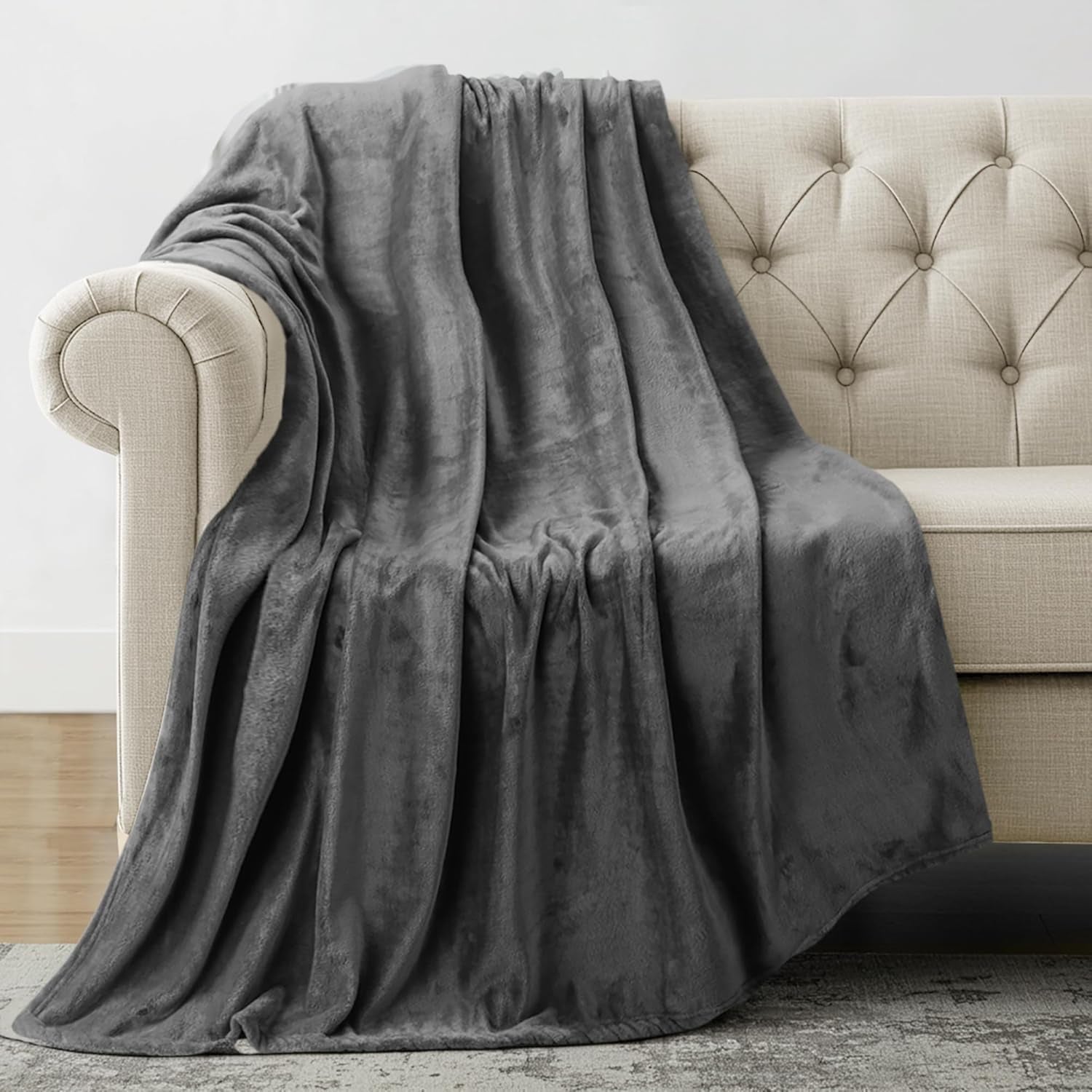 Utopia Bedding Kuschelige Fleecedecke [228X228 Cm, Grau] Weiche, leichte, warme Flauschige Decke Kuschelige und atmungsaktive Decken für Bett Sofa Couch