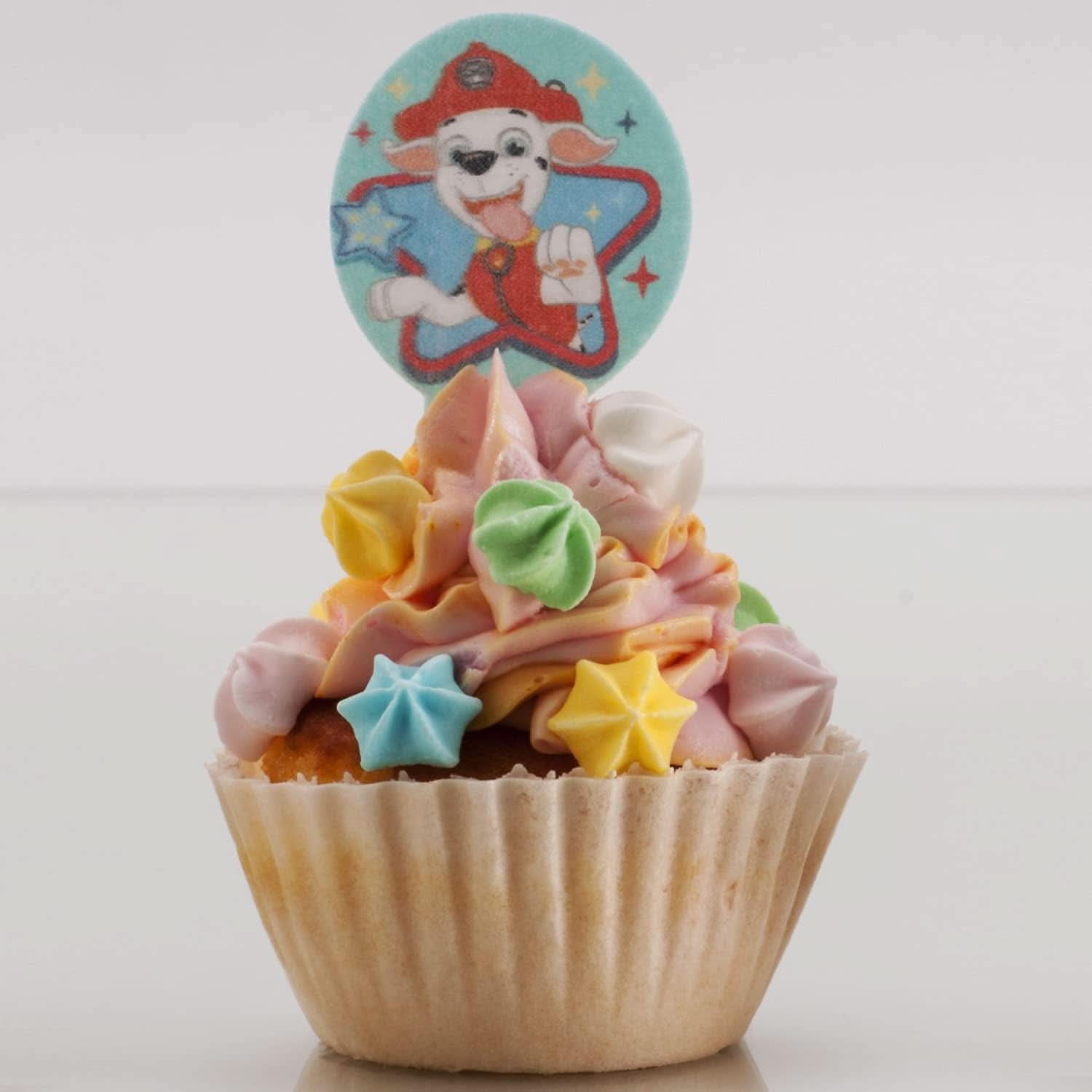Dekora, Dekorapin Paw Patrol Essbare Kuchendekorationen, 20 Esspapierwaffeln – 6,5 x 4 cm Naty Shop