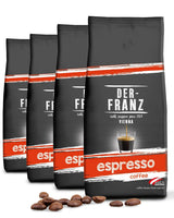 Der-Franz Espresso Kaffee, Intensität 5/5, Arabica und Robusta, ganze Bohne, 4 x 1000 g