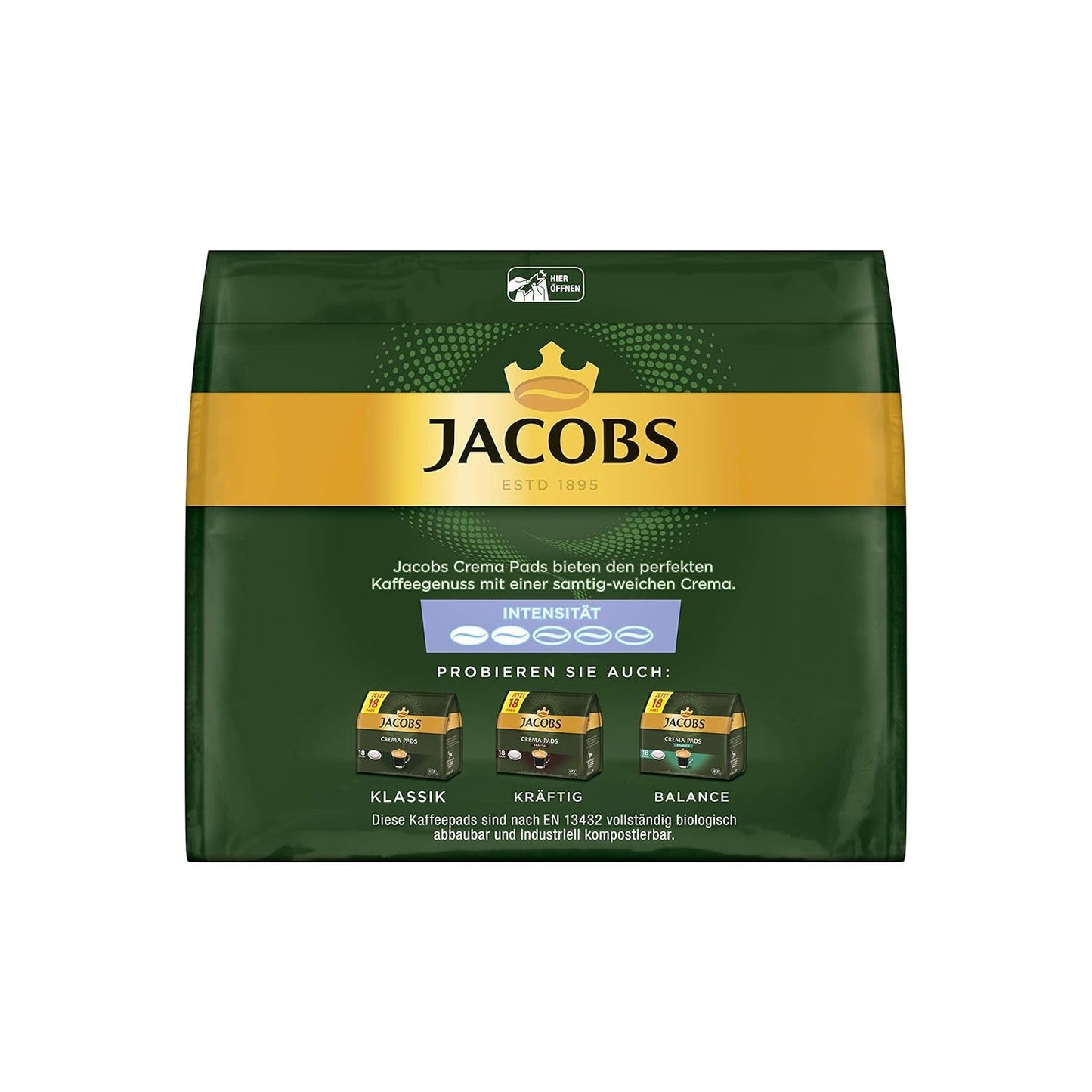 Jacobs Pads Crema Mild, Senseo-kompatible Pads, 5 x 18 Getränke, 90 Kaffeepads