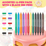 12 Stück Lebensmittelfarbstifte, Lebensmittelfarbstifte zum Backen, Lebensmittelmarker mit feiner und dicker Spitze, essbarer Stift für Kuchen, Fondant, Kekse, Ostereier, Macarons
