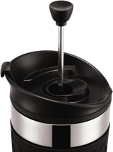 Bodum K11067-01 Reisepresse, Edelstahl, schwarze Kaffeemaschine mit Ersatzdeckel, 350 ml