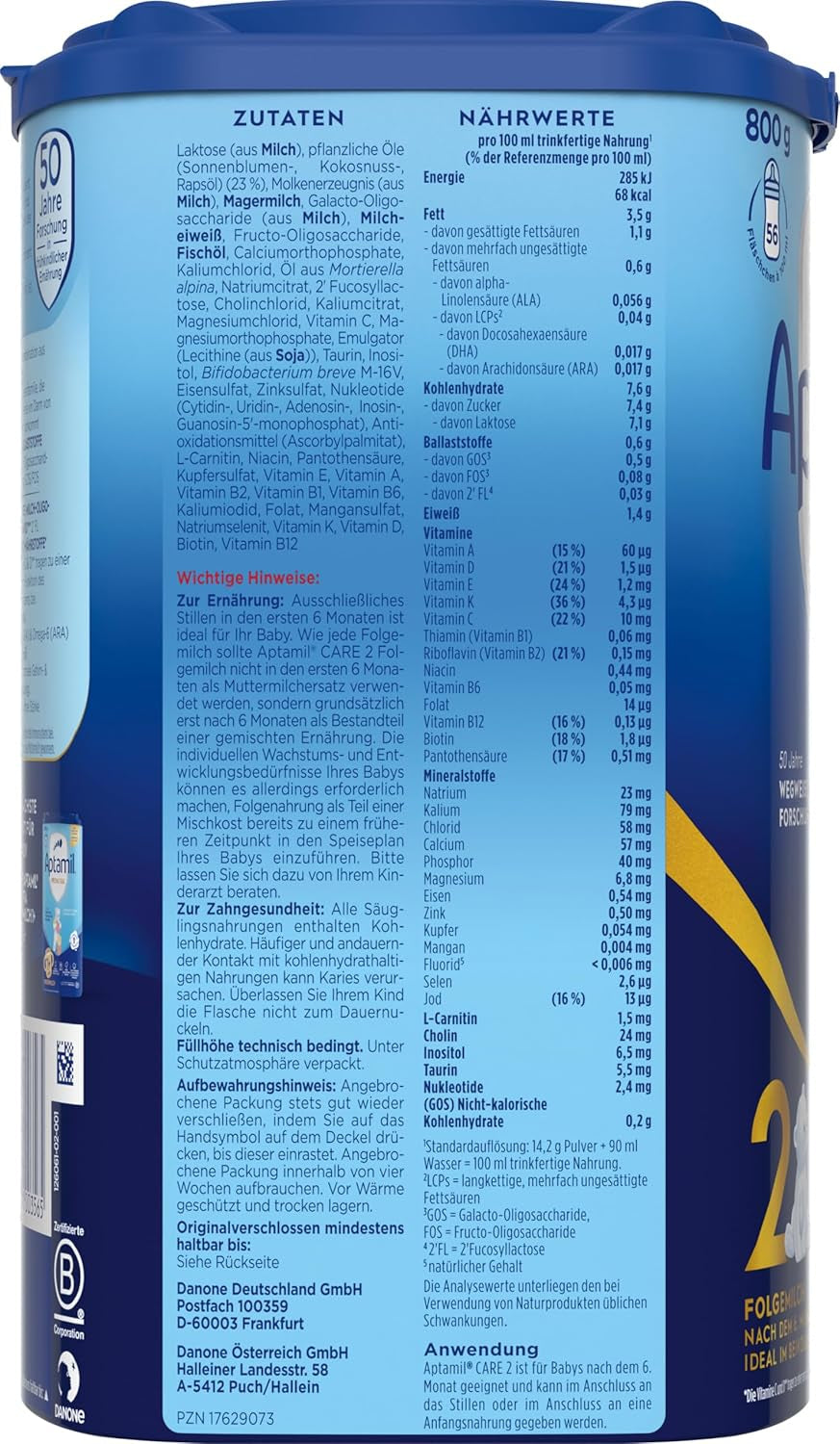Aptamil Care 2 – Auch für Kaiserschnitt-Babys geeignet – 1 x 800 g