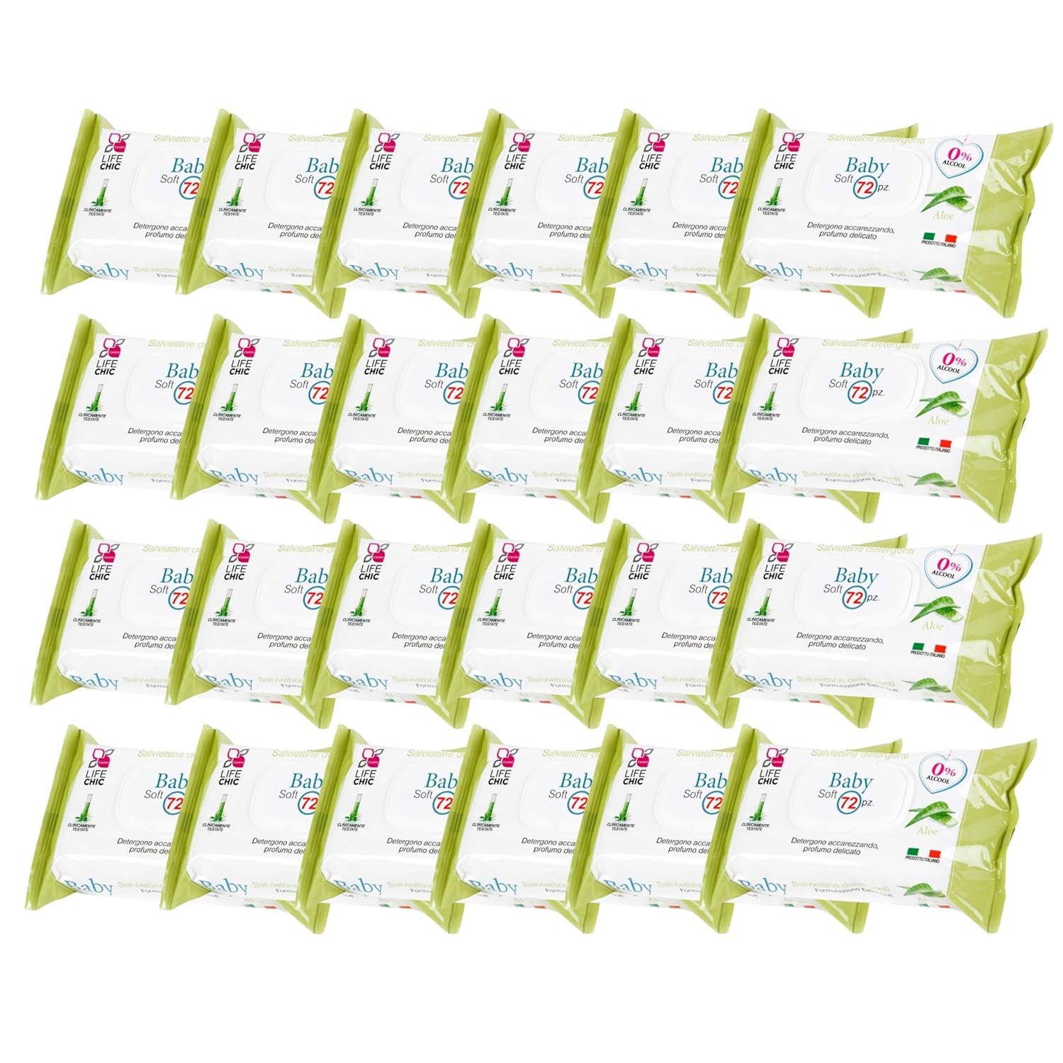 Aloe-Baby-Feuchttücher für empfindliche Haut, alkoholfrei, hautfreundlich, pH-Wert 5,5, leicht parfümiert, 1728 Stück (24 Packungen)
