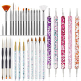 31-teiliges professionelles Nagel-Pinsel-Set, Nagelpinsel mit zwei Enden, Pinsel für Gelnägel, Acryl-Nagelkunststift, Nagelkunst-Dotting-Tools, Nagelpinsel für DIY-Nagelkunst-Salondesign