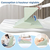 INFANZIA Keilkissen für Bett, Eckkissen, Dreieckskissen, faltbar, Memory-Schaum, Schlafapnoe, saurer Reflux, Beinhochlagerung, Lesen, grün