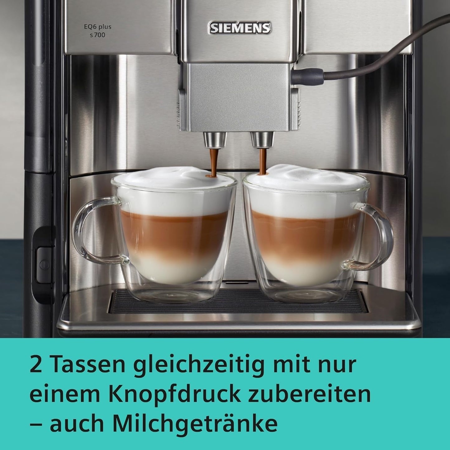 Automatische Espressomaschine Siemens EQ.6 plus s700 TE657503DE, für viele Kaffeespezialitäten, Milchaufschäumer, Keramikmahlwerk, Doppelkaffeefunktion, Antikalk, automatische Dampfreinigung, 1500 W, Edelstahl