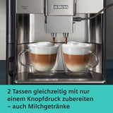Automatische Espressomaschine Siemens EQ.6 plus s700 TE657503DE, für viele Kaffeespezialitäten, Milchaufschäumer, Keramikmahlwerk, Doppelkaffeefunktion, Antikalk, automatische Dampfreinigung, 1500 W, Edelstahl