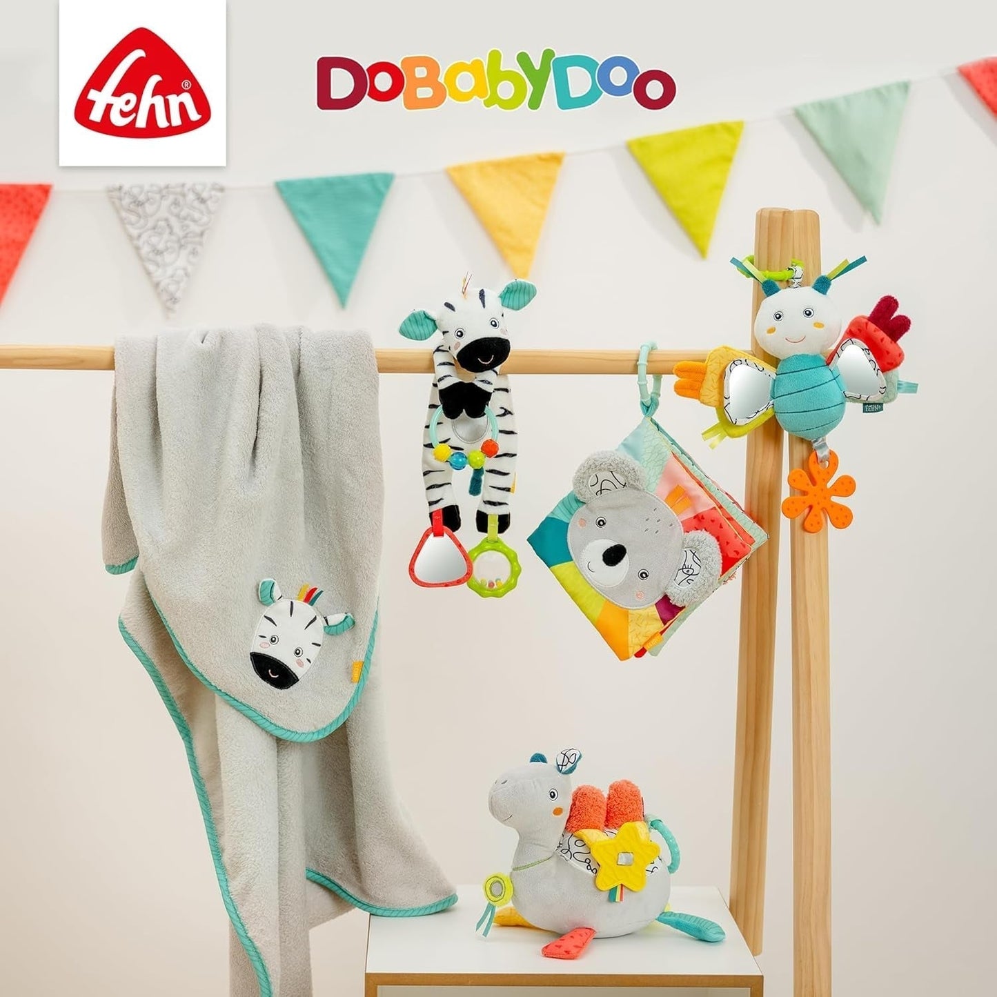 Fehn Babyhandpuppe Krokodil – Plüschtier mit Rassel, Raschelpapier, Beißring und Quietscher – Babyhandpuppe – Knallspielzeug für Babys und Kleinkinder ab 6 Monaten Babyspielzeug Naty Shop