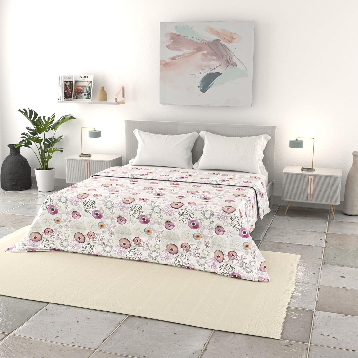Italienische Bettwäsche Basic Sommerdecke, bedruckte Mikrofaser, 250 x 240 cm, Kreis Tagesdecken und Steppdecken Naty Shop Morfeo 250 x 240 cm