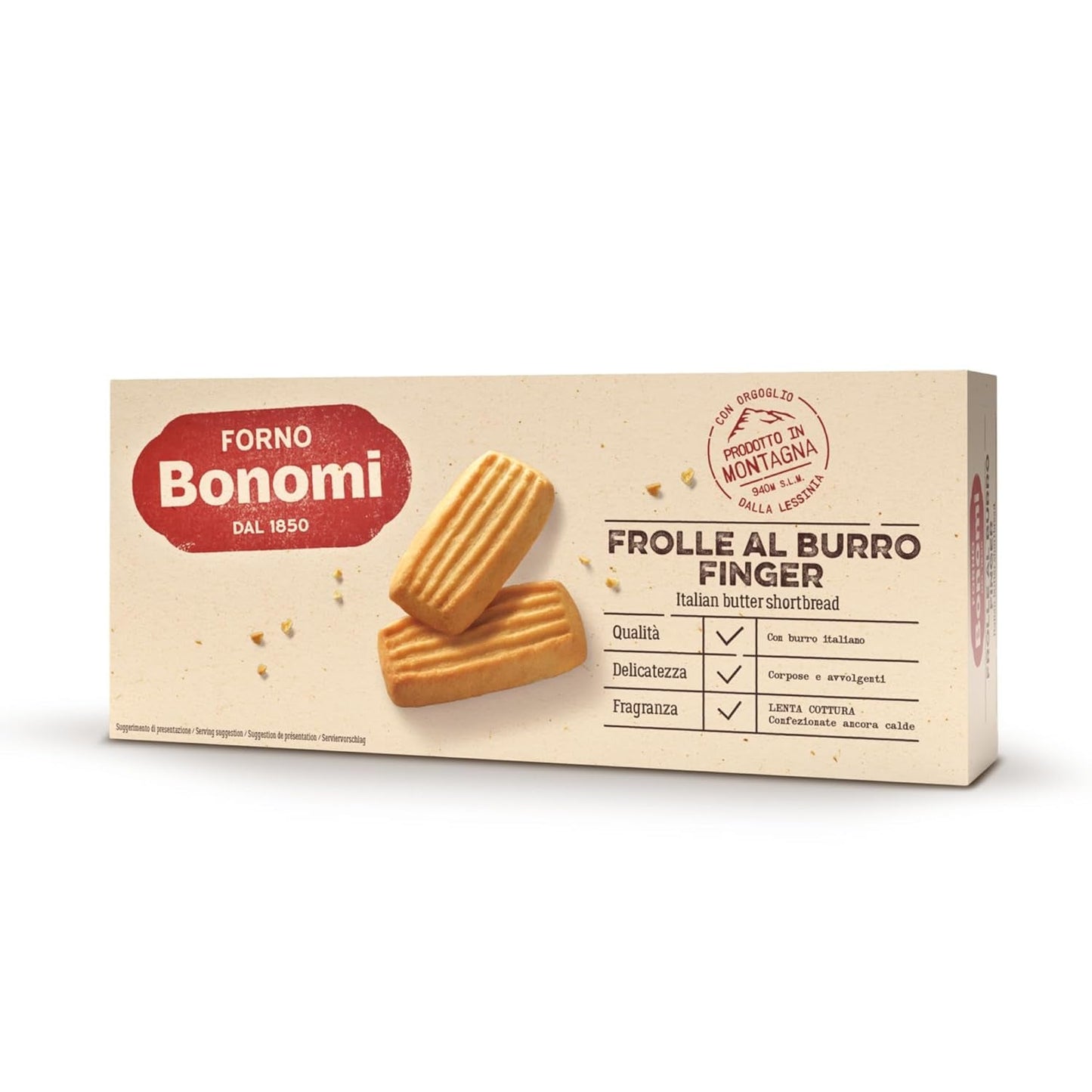 Frolle Al Burro Fingers. Traditionell zubereitete Biscotti „Come Una Volta“. Ideal Come Fine Pasto Goloso, Ma Anche Da Abbinare Al the O Al Caffè. Verpackung Ja 150 G