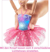 Barbie Dreamtopia Magische Ballerina-Puppe mit Lichtern, rosa Tutu und blonden Haaren, 5 Licht- und Soundeffekte, positionierbare Barbie, ab 3 Jahren, HLC25