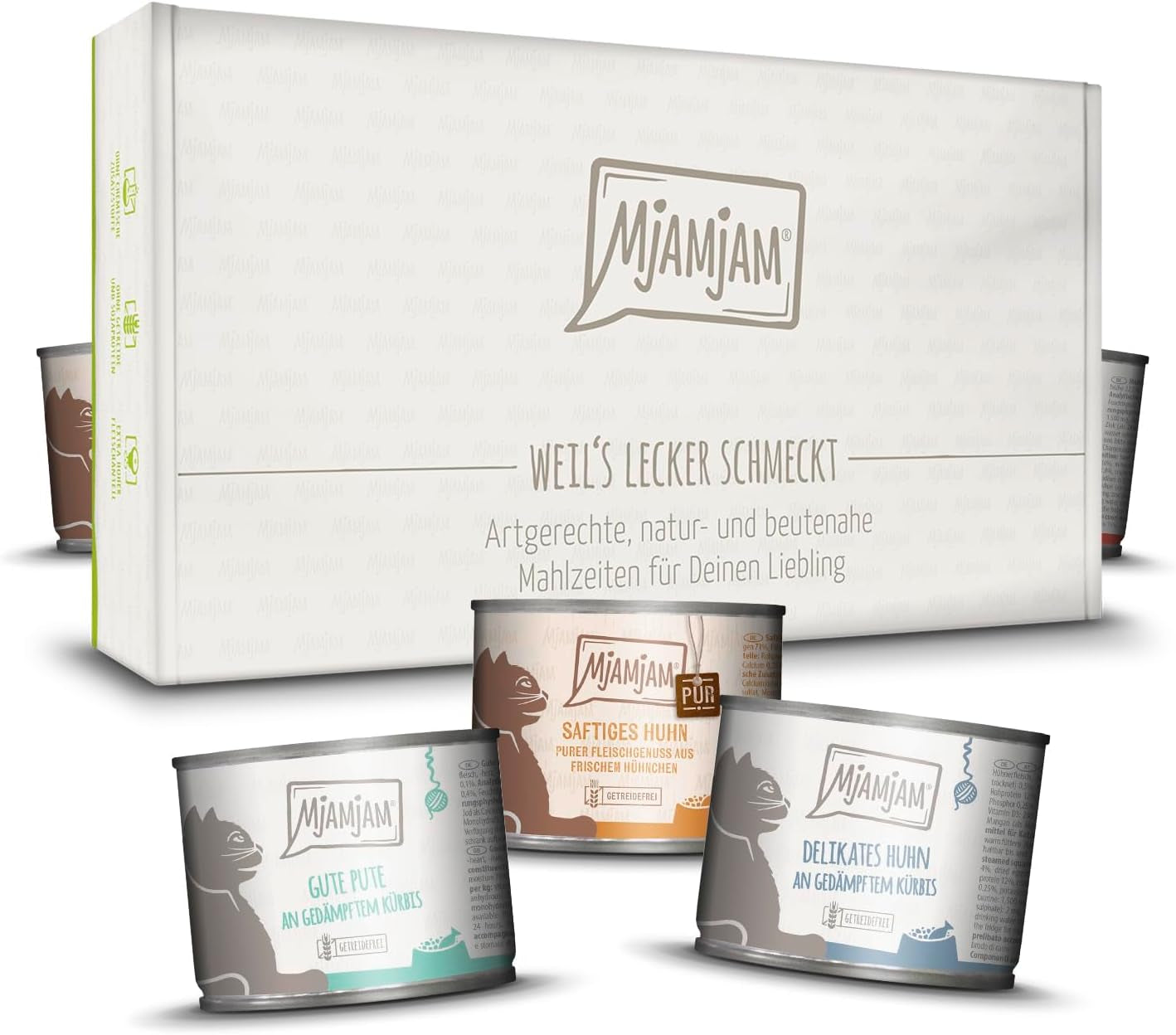 MjAMjAM – Premium-Nassfutter für Katzen – Köstliche Box 12er-Pack (12 x 200 g), getreidefrei mit extra Fleisch