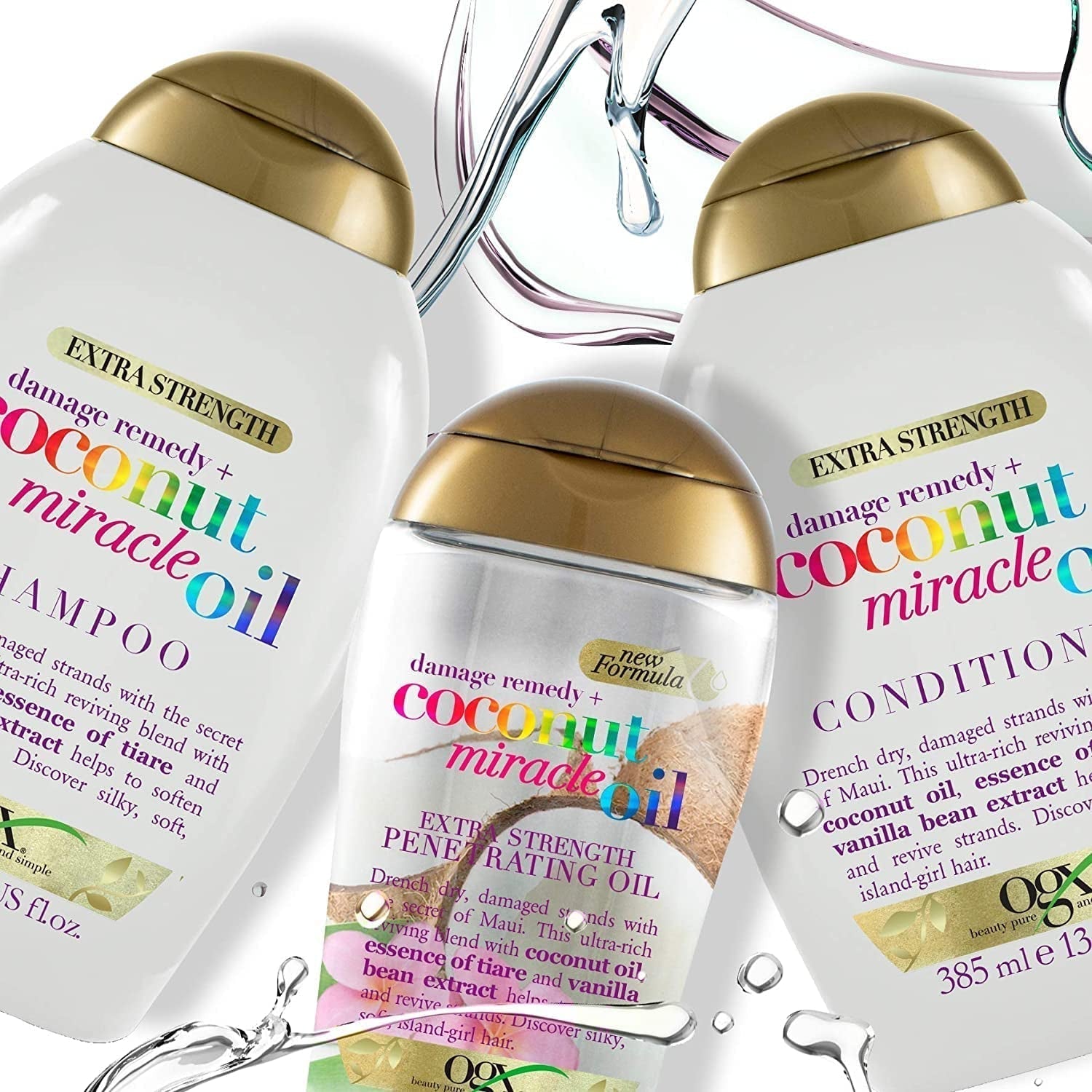 OGX Coconut Miracle Oil Conditioner, feuchtigkeitsspendender Conditioner für die Haarpflege mit Kokosnussöl, 385 ml OGX Hair Care