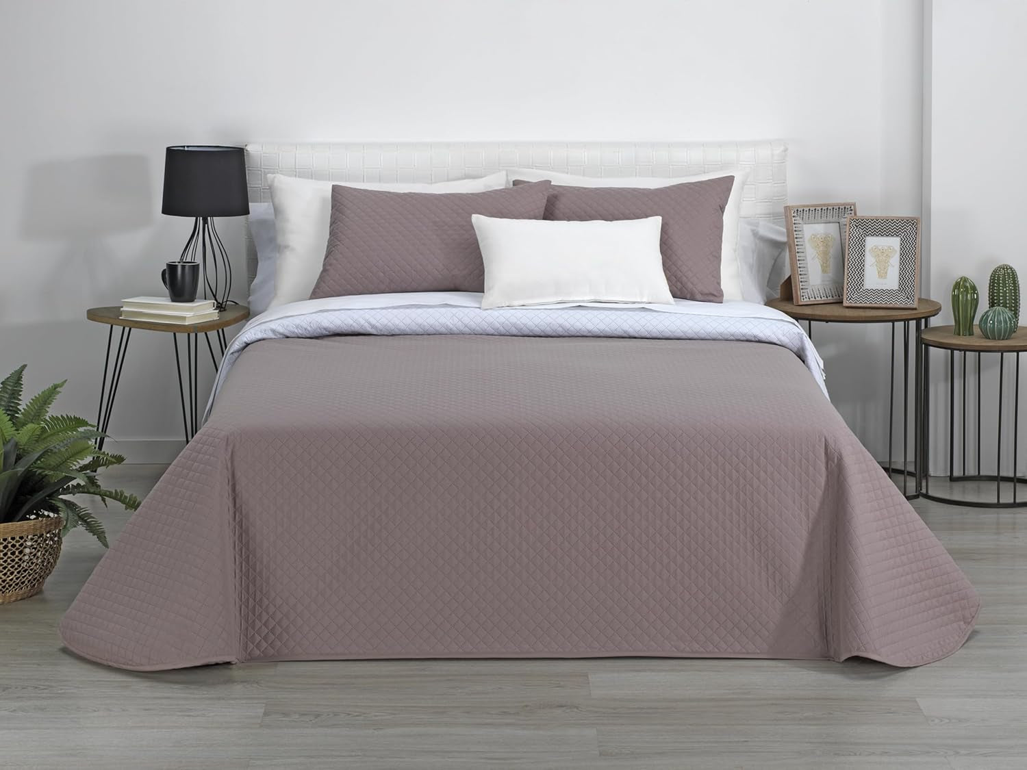 Estoralis | AVA | Wende-Boutique-Steppdecke | Für alle Jahreszeiten | Farbe - Weiß/Taupe | Für 140/150/160 cm breite Betten. Bett. (250 x 270 cm. Ancho X Alto) | Steppdecke Steppdecken und Steppdecken Naty Shop