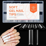 Modelones Nagelspitzen 216-teilig – Nagelspitzen-Set mit vollständiger Abdeckung, weiches Gel-Spitzen-Set, vorpolierende PMMA-Harz-Nagelspitzen, DIY-Kleber auf künstlichen Nägeln für Nagelkunst, kurze Mandeln XS