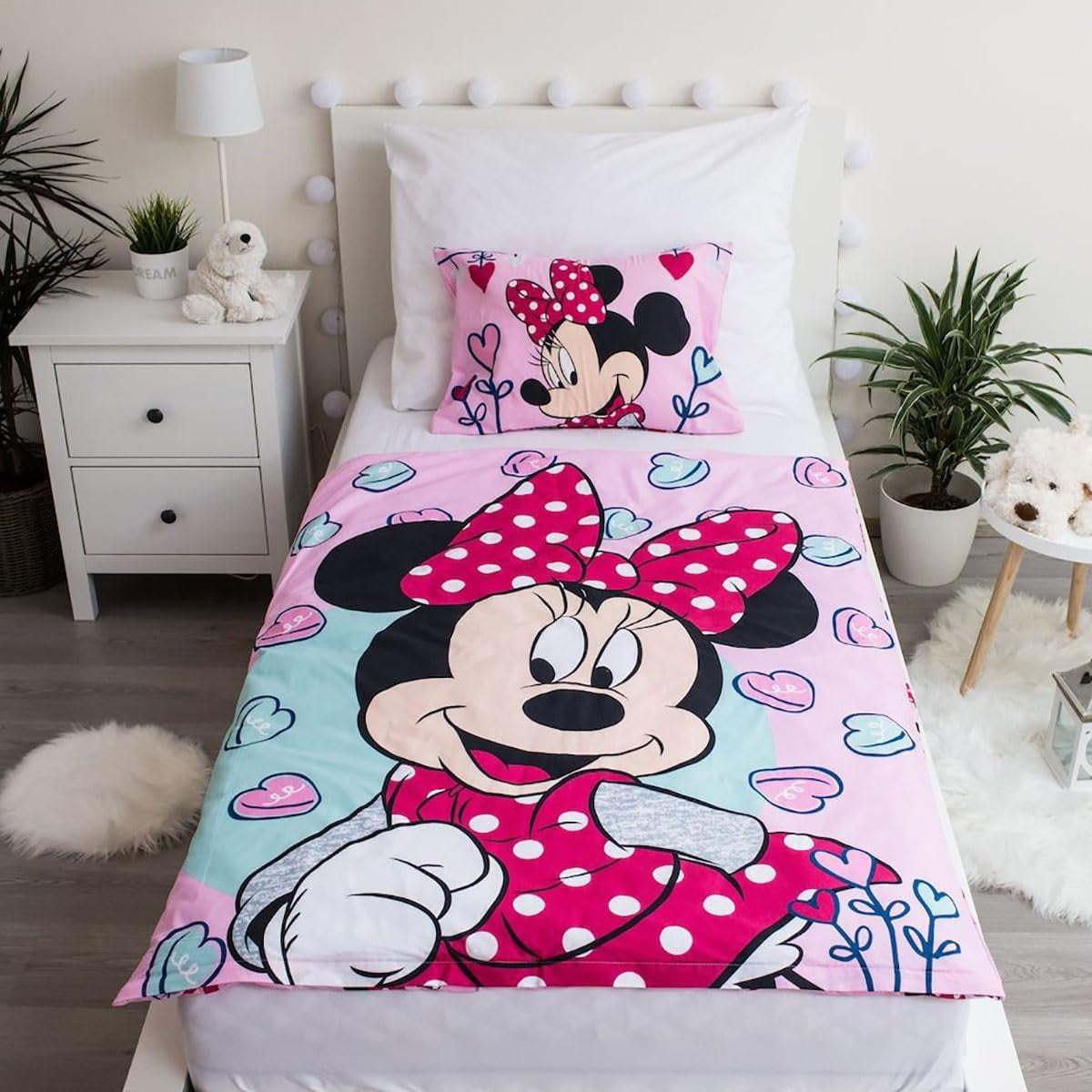 Disney-Bettwäsche, Minnie Mouse Pink Baby, 100 % Baumwolle mit Reißverschluss-Bettwäsche – Kids Naty Shop