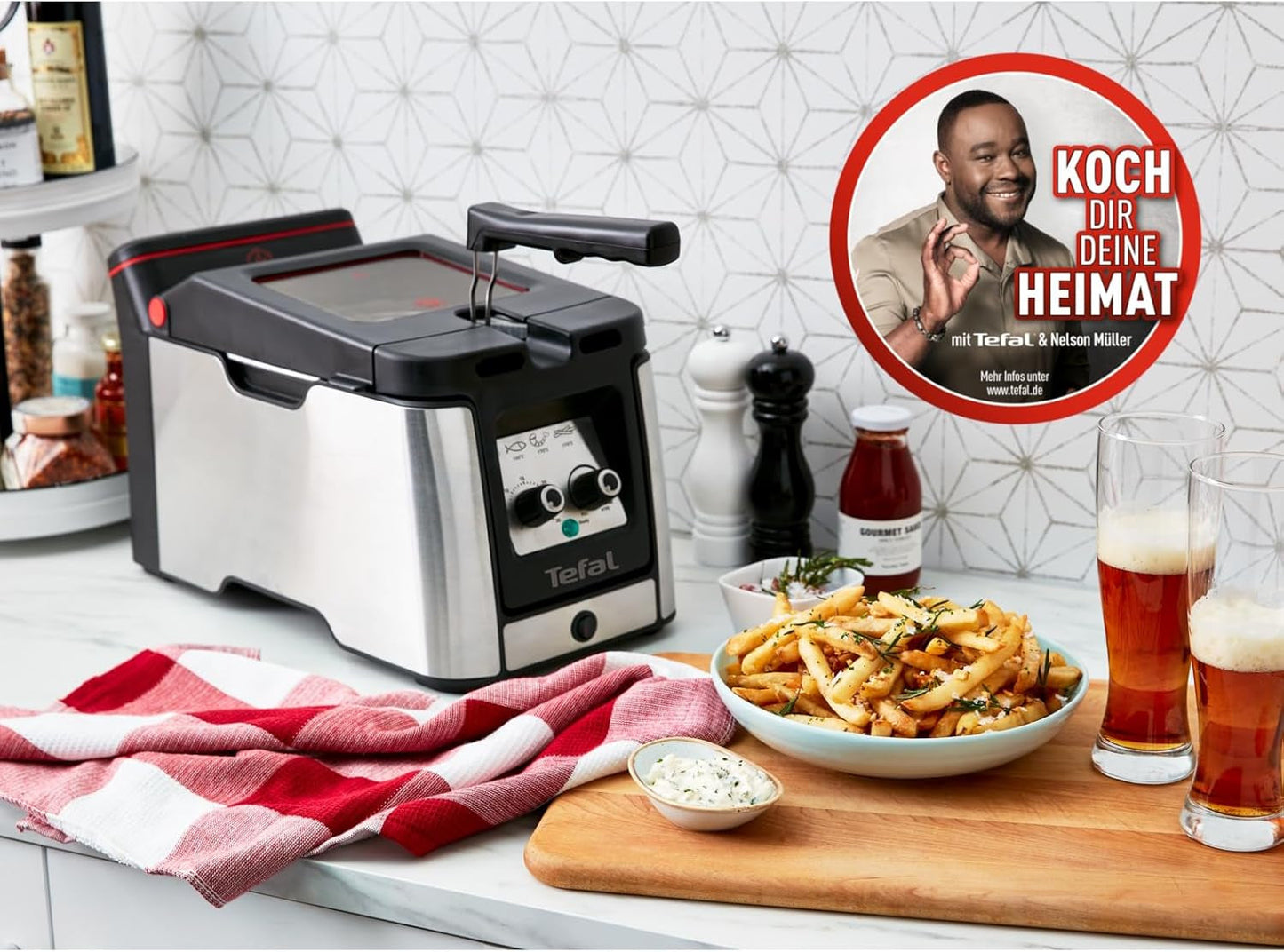 Tefal FR600D Clear Duo Fritteuse, Frittieren mit weniger Rauch und Gerüchen, 1,2 kg Fassungsvermögen, Thermostat, Timer, großes Sichtfenster ohne Nebel Haushaltsgeräte Naty Shop
