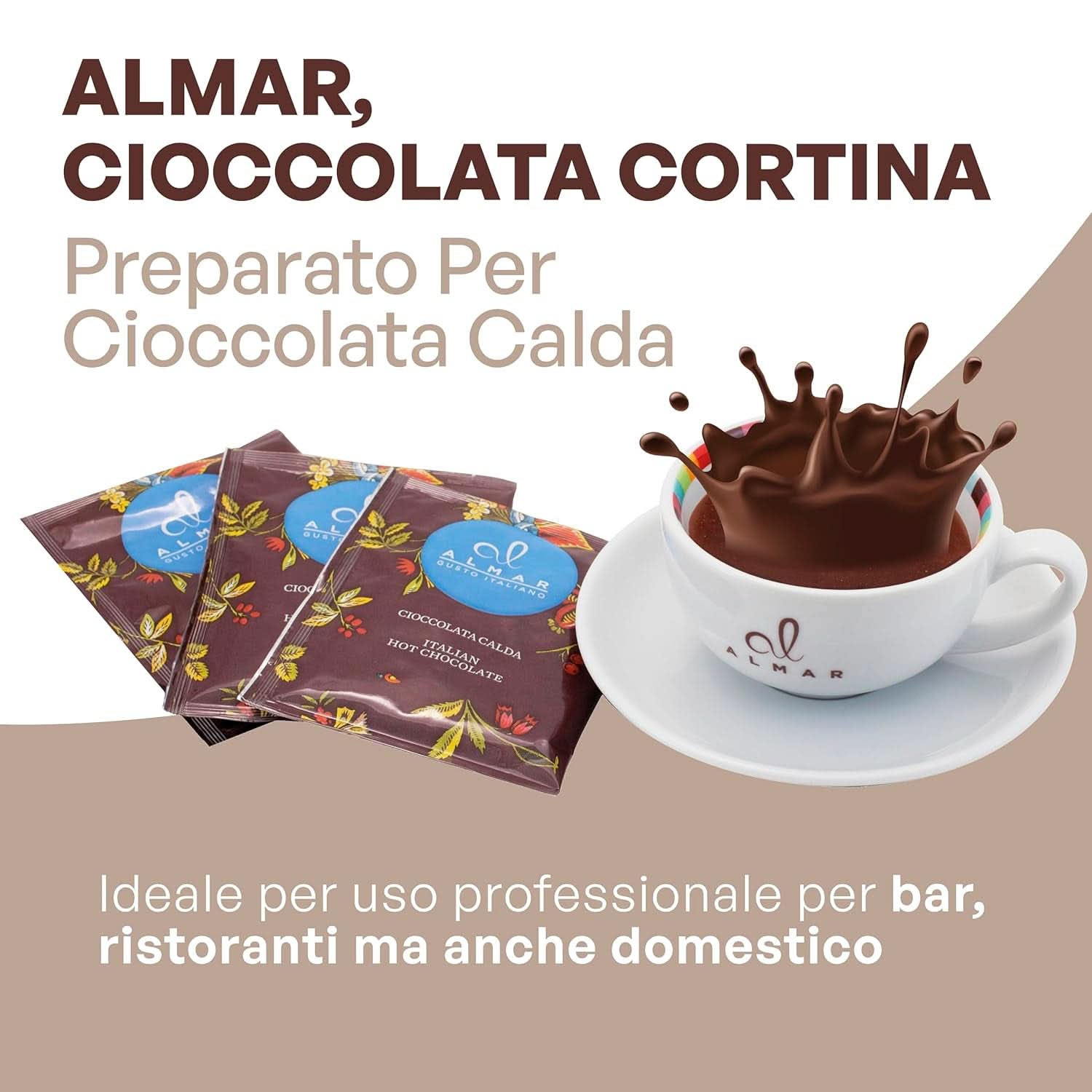 Italienische heiße Schokolade Cortina TART BITTER SCHOKOLADE, 15 Beutel x 30 Gramm Kakao und heiße Schokolade Naty Shop