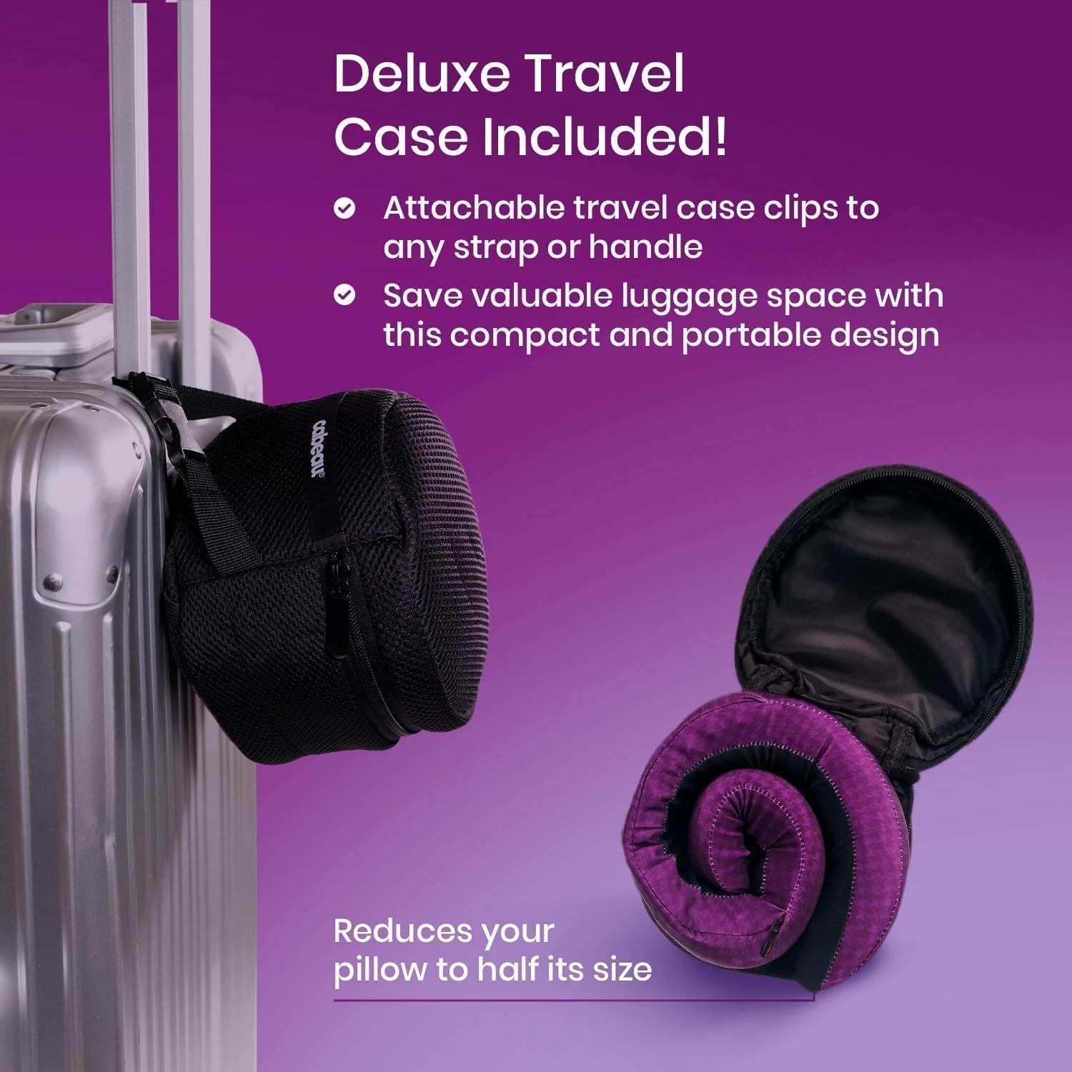 Cabeau Long Flight Reise-Nackenkissen – Evolution Cool – stützender Memory-Schaum mit Belüftungsöffnungen – kompakt mit Tragetasche (lila) Naty Shop Reisekissen