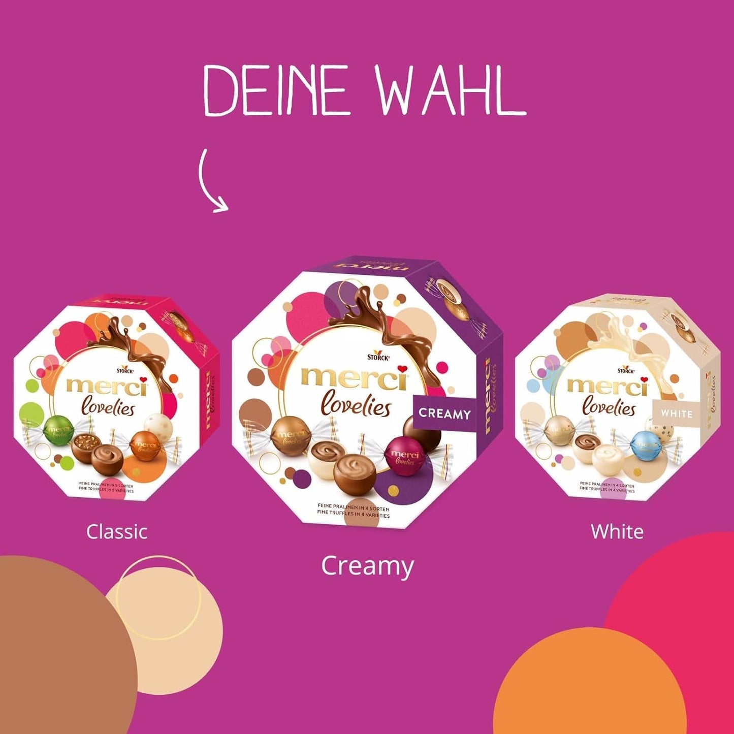 Merci Lovelies Creamy – 185 Gramm – Pralinenmischung mit mit Naty Shop gefüllten Schokoladenspezialitäten