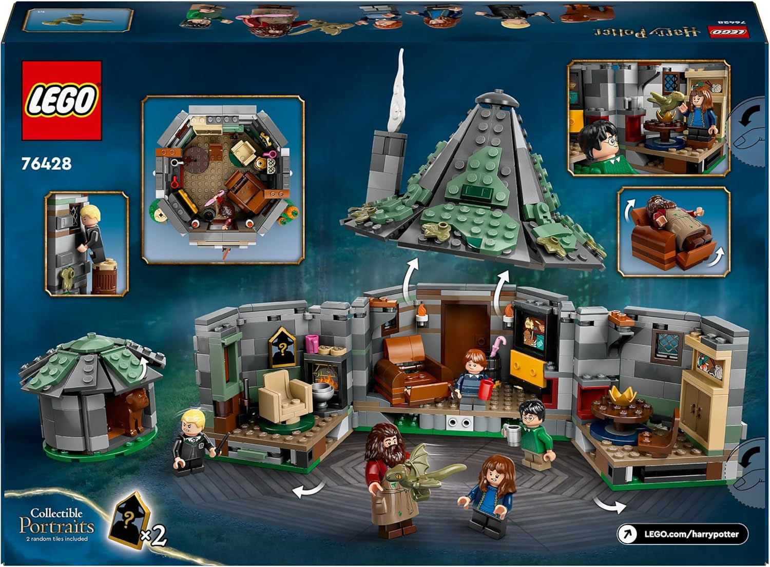 LEGO Harry Potter Hagrids Hütte: Ein unerwarteter Besuch, Set mit 5 Minifiguren und 2 Tierfiguren, Geschenk für Frauen und Männer, magisches Abenteuerspielzeug, Fantasy-Set 76428 Bausets Beuche den LEGO-Store