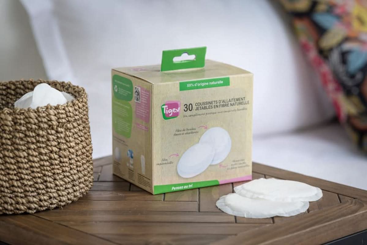 Einweg-Stilleinlagen | 94 % Rohstoffe natürlichen Ursprungs | Mit Bio-Baumwollbeutel | 28 Tampons Zubehör Essen und Stillen Bebe Naty Shop