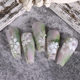 JMEOWIO Nagelsticker Frühling Weiße Blume 9 Blatt Nail Art Sticker Selbstklebend Nagelaufkleber Sommer Blumen Dekoration Nageldesign Zubehör