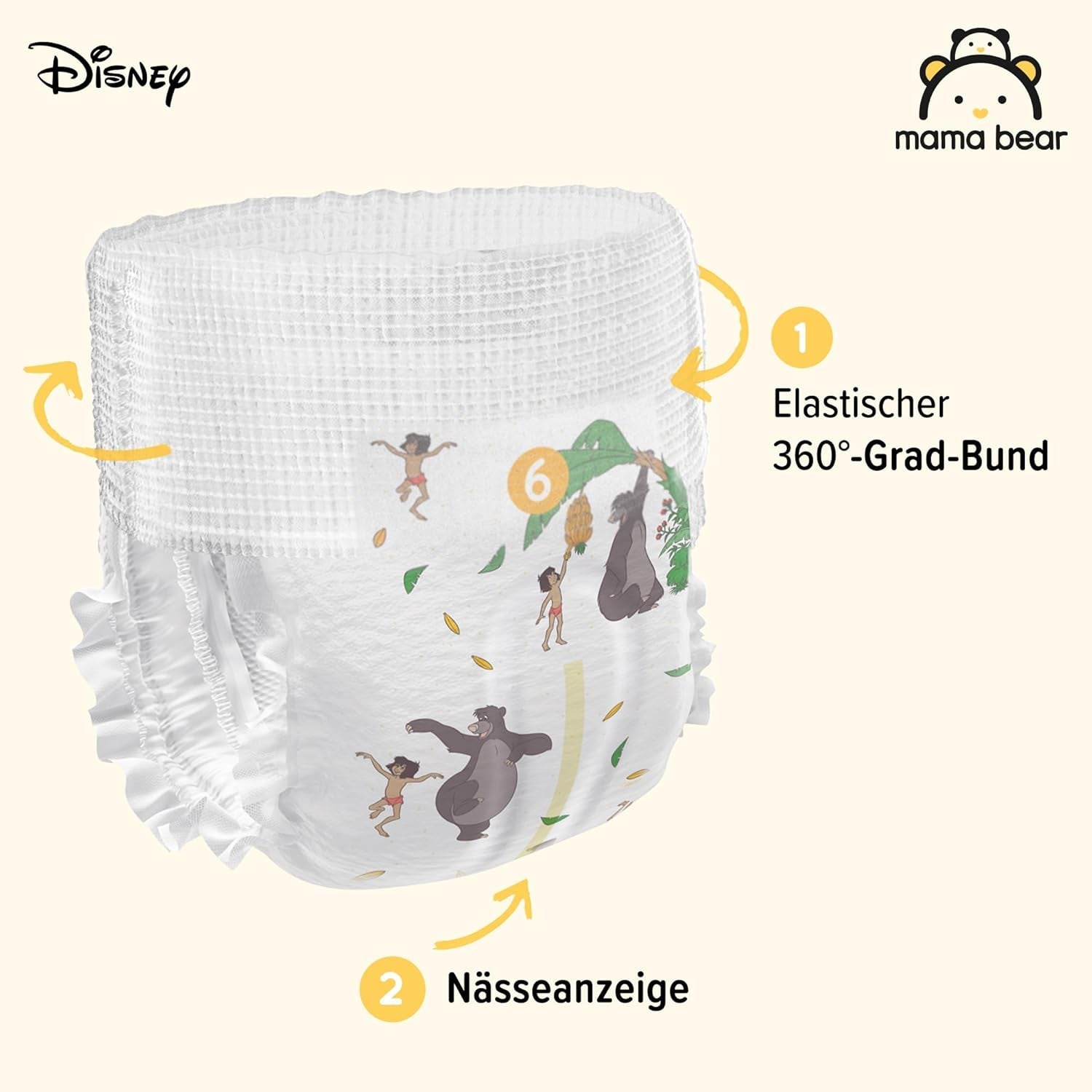 Amazon-Marke: Mama Bear Disney Größe 6 (15+ kg) – Monatspackung, Weiß, 120 Stück (2 Packungen mit 60 Stück)