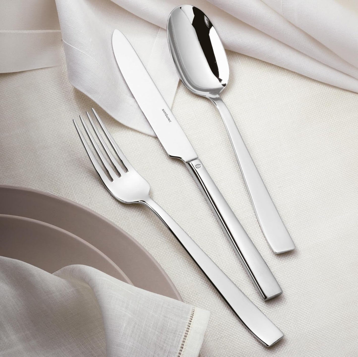 Sambonet 62512-83 Flaches Monoblock-Besteckset, 36-teilig, 18/10 Edelstahl, spülmaschinenfest, Kitchen Naty Shop
