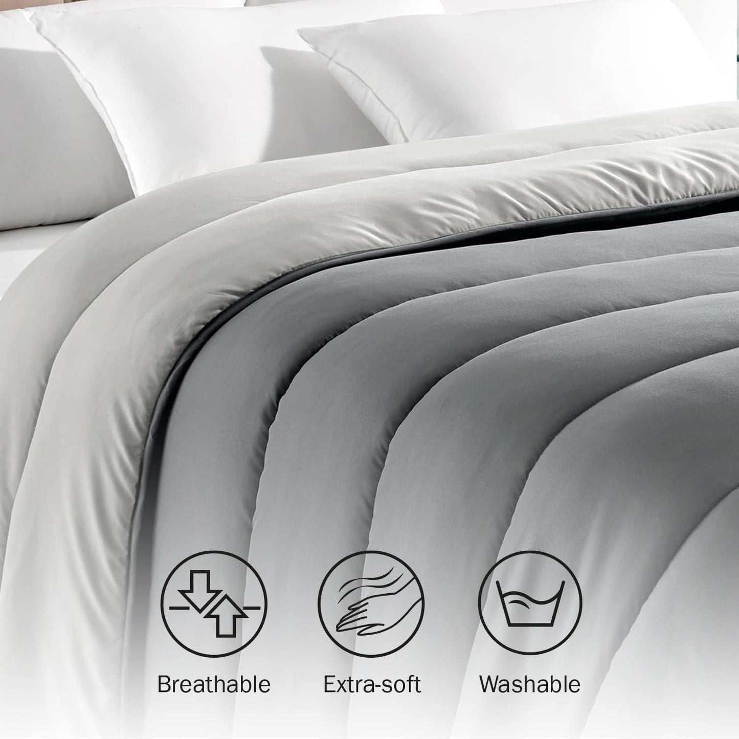 Pikolin Home - Wendedecke 300 G - Zweifarbige nordische Füllung - Für Bett 105 - bequem, warm, atmungsaktiv, grün, 180 x 260 cm Steppdecken und Steppdecken Naty Shop
