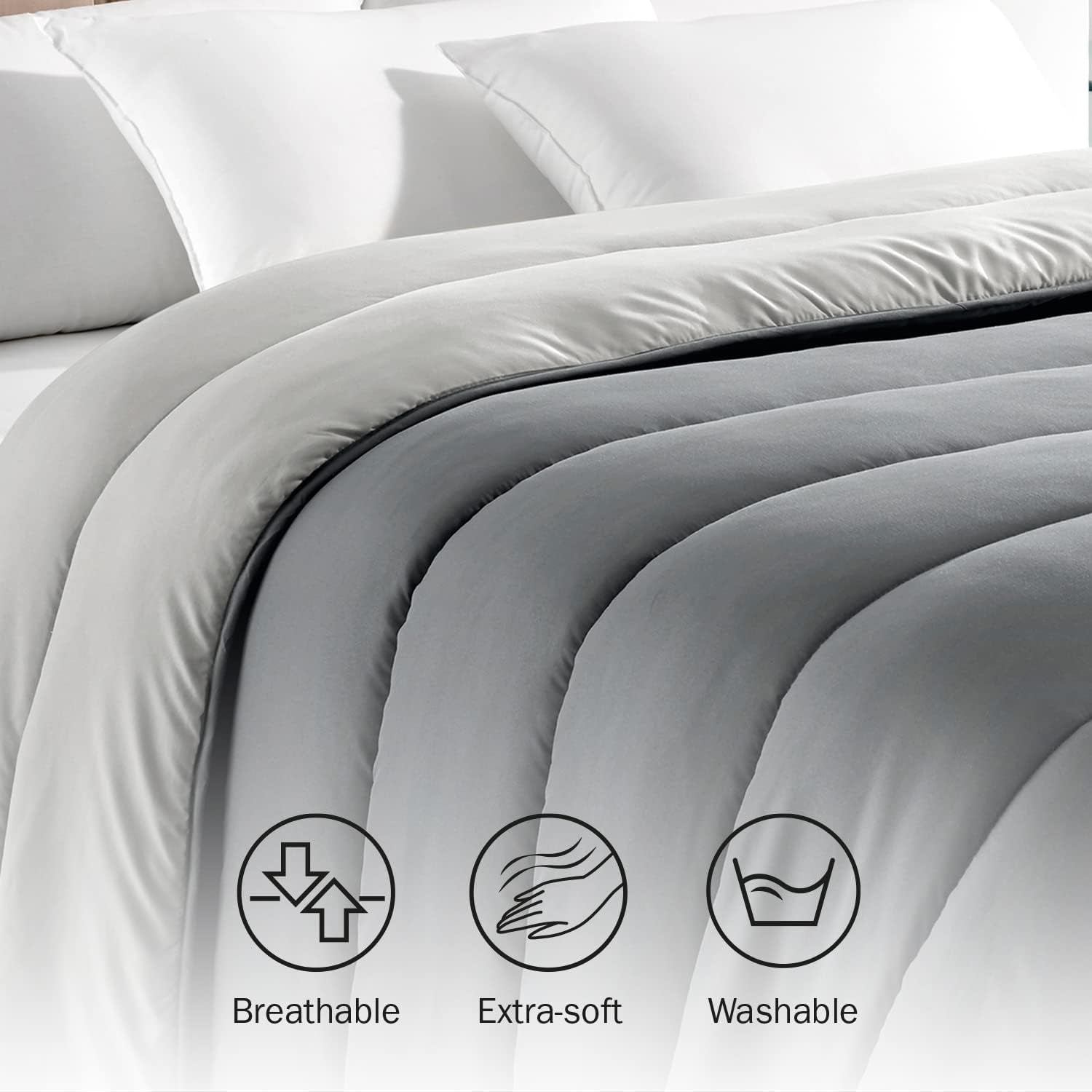Pikolin Home – Wendedecke 300 G – nordische zweifarbige Füllung – für Bett 90 – bequem, warm, atmungsaktiv, Marineblau, 140 x 200 cm Bettdecken und Steppdecken Naty Shop