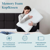 LUCID Memory-Schaum-Kissen mit Gel 40 x 60 cm – atmungsaktiv – kühlender Effekt – waschbarer Bezug – Öko-Tex-zertifiziertes Kissen, weiß