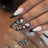 Moonglow Lange Nägel Stiletto Milchweiß Rosa Farbverlauf Glitzer Coole künstliche Nägel mit Kleber Rosa Ombre Glitzer Künstliche Nägel