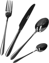 HOMLA Abele Besteckset Für Vier Personen 16-Teilig Edelstahl Hygienisch Elegant Leicht Zu Reinigen Gold Kitchen Naty Shop Schwarz