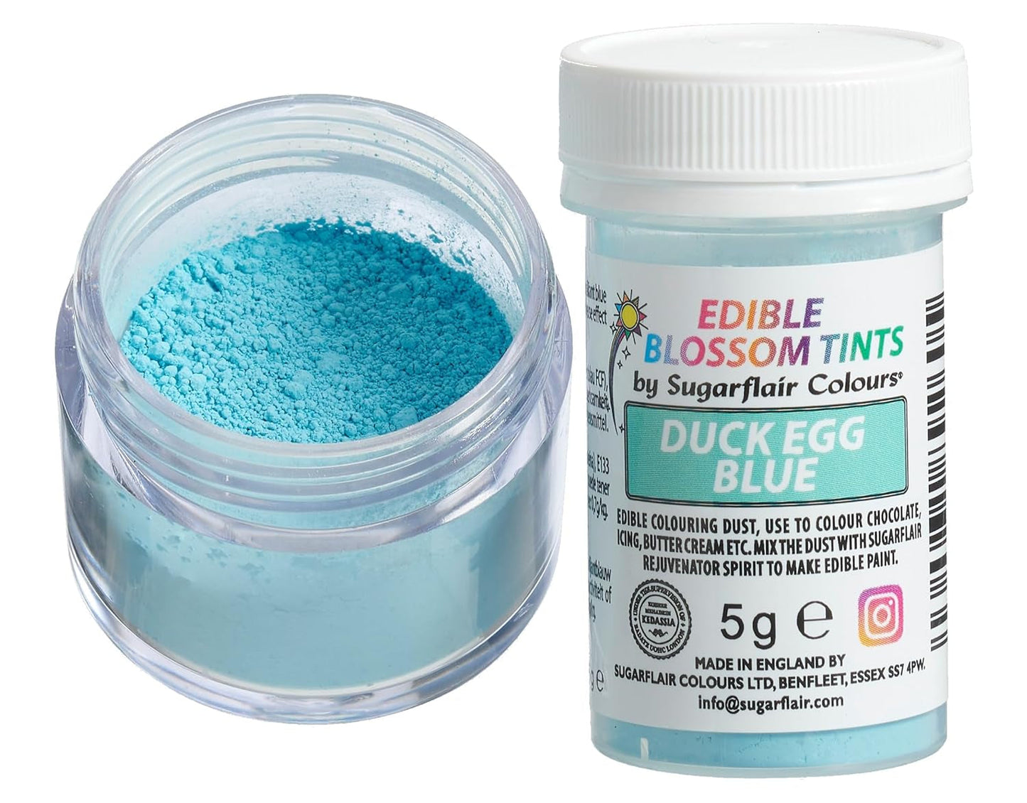 Sugarflair Blossom Tint Duck Egg Blue Lebensmittelfarbpulver – Lebensmittelfarbpulver für Kuchendekorationen, Fondant, Glasur, Schokolade, Buttercreme, Macarons und mehr – 5 g