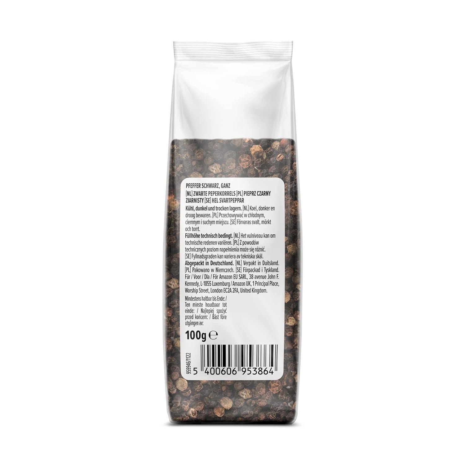 von Amazon Schwarzer Pfeffer ganz, 100g