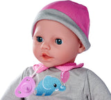 Simba 105140066 – Laura Interactive, Weichkörperpuppe mit Schlafaugen, plappert bei Bewegung, trinkt aus einer Flasche und schläft ein, 40 cm, Babypuppe für Kinder ab 2 Jahren
